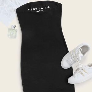 Black strapless bodycon dress